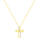 10K Yellow Gold Plated .925 Sterling Silver Diamond Accent Cross Ribbon 18" Pendant Necklace (I-J Color, I2-I3 Clarity)-3