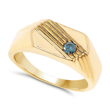0.12 Carat Genuine Blue Diamond .925 Sterling Silver Ring - 0