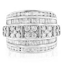 .925 Sterling Silver 2.0 Cttw Round & Baguette Cut Diamond Multi-Row Channel Set Tapered Cocktail Fashion Ring (I-J Color, I3 Clarity) - Size 7-4