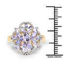 14K Yellow Gold Plated 2.01 Carat Genuine Tanzanite & White Topaz .925 Sterling Silver Ring-3