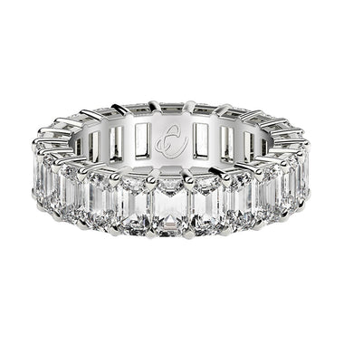 Emerald Cut Lab Grown Diamond Eternity Ring in 14k White Gold (4 cttw FG/VS2) - 0