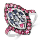 1.77 Carat Genuine Blue Sapphire and Ruby .925 Sterling Silver Ring-1