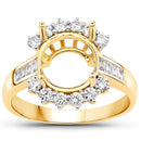 0.58 Carat Genuine White Diamond 14K Yellow Gold Semi Mount Ring - holds 9.00mm Round Gemstone-2