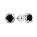Black Rhodium Plated .925 Sterling Silver Round 1-1/2 cttw Diamond Double Halo 4-Prong Solitaire Milgrain Stud Earrings (H-I Color, I2-I3 Clarity)-5