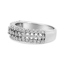 14K White Gold 1.0 Cttw Prong Set Round Diamond Split Shank Three Row Band Ring (H-I Color, I2-I3 Clarity) - Size 6-3