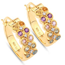 0.76 Carat Genuine Multi Stones .925 Sterling Silver Earrings-1