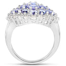 4.72 Carat Genuine Tanzanite and White Topaz .925 Sterling Silver Ring-2