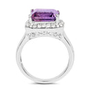 4.42 Carat Genuine  Amethyst and White Topaz .925 Sterling Silver Ring-2