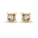 0.31 Carat Genuine Champagne Diamond 14K Yellow Gold Earrings (I1-I2)-1