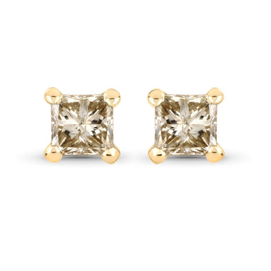 0.31 Carat Genuine Champagne Diamond 14K Yellow Gold Earrings (I1-I2)