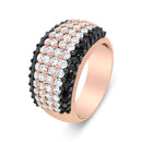 18K Rose Gold 2 1/5 Cttw Black and White Diamond 6 Row Band Ring (F-G and Black Color, VS1-VS2 Clarity) - Ring Size 7-4