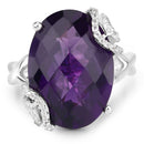 10.44 Carat Genuine Amethyst and White Topaz .925 Sterling Silver Ring-3