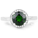 1.92 Carat Genuine Chrome Diopside and White Topaz .925 Sterling Silver Ring-3