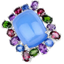 26.67 Carat Genuine Multi Stones .925 Sterling Silver Ring-1