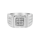 .925 Sterling Silver Diamond Accent Miracle-Set 9 Stone Ridged Band Gentlemen's Fashion Ring (I-J Color, I3 Clarity) - Size 10-1