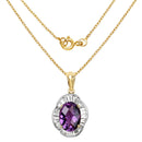 14K Yellow Gold Plated 6.43 Carat Genuine Amethyst and White Topaz .925 Sterling Silver Pendant-2