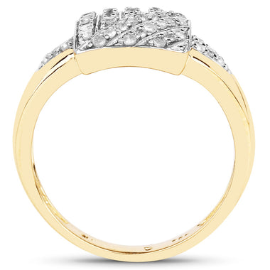 14K Yellow Gold Plated 0.23 Carat Genuine White Diamond .925 Sterling Silver Ring - 0