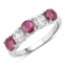 1.40 Carat Genuine Ruby and Lab Grown Diamond 14K White Gold Ring-1