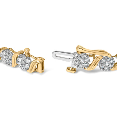 10K Yellow Gold 2.00 Cttw Round Cut Diamond 'S' Cluster Bracelet (J-K Color, I1-I2 Clarity) - 0