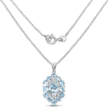 10.06 Carat Genuine Blue Topaz .925 Sterling Silver Pendant - 0