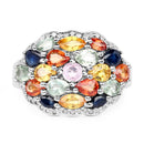 2.85 Carat Genuine Multi Sapphire .925 Sterling Silver Ring-3