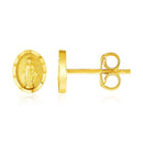 14k Yellow Gold Oval Religious Medallion Post Earrings-1