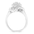 .925 Sterling Silver Â¾ Cttw Round and Baguette Cut Diamond Stair-Stepped Cluster Waterfall Cocktail Ring (I-J Color, I2-I3 Clarity) - Size 6-2