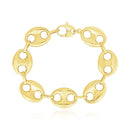 14k Yellow Gold High Polish Lite Puffed Mariner Link Bracelet (21 mm)-2