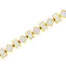 14K Yellow Gold 7.50 Cttw Princess and Baguette Diamond Geometric Link Bracelet-4