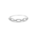 .925 Sterling Silver Diamond Accent Paperclip Band Ring (I-J Color, I2-I3 Clarity) - Ring Size 6-1