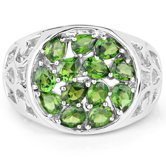 2.21 Carat Genuine Chrome Diopside .925 Sterling Silver Ring