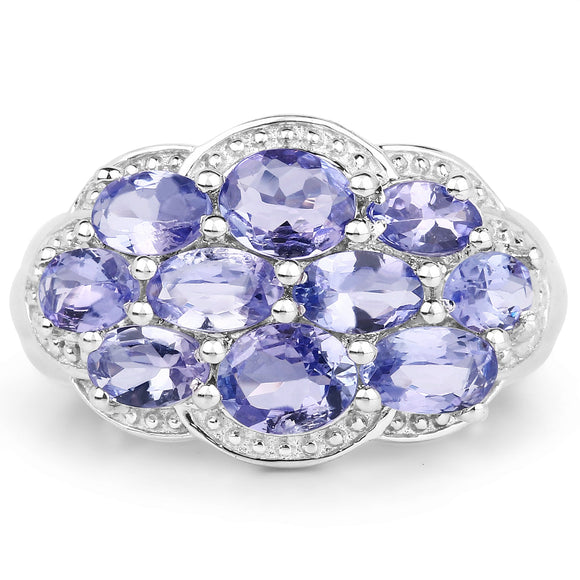 2.66 Carat Genuine Tanzanite .925 Sterling Silver Ring