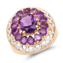 14K Rose Gold Plated 4.30 Carat Genuine Amethyst .925 Sterling Silver Ring-1