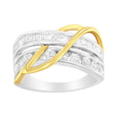 10K White and Yellow Gold 1 1/10 cttw Channel-Set Diamond Bypass Band Ring (J Color, I3 Clarity) - Size 7-2