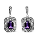 .925 Sterling Silver Diamond Accent and 7x5mm Purple Amethyst Stud Earrings (I-J Color, I2-I3 Clarity)-1