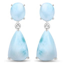 11.54 Carat Genuine Larimar .925 Sterling Silver Earrings-1