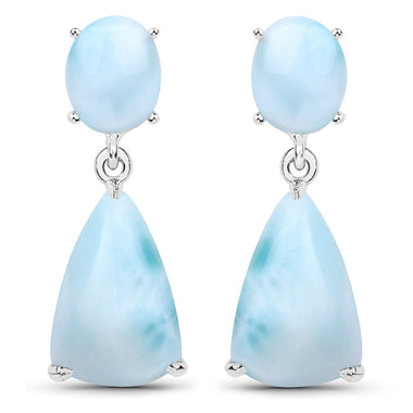11.54 Carat Genuine Larimar .925 Sterling Silver Earrings