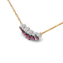 18K Rose Gold 3/4 Cttw Pave Diamonds and Graduated Red Ruby Gemstone Curved Bar Choker Necklace (G-H Color, SI1-SI2 Clarity) - Adjustable up to 14" - 16.5"-4