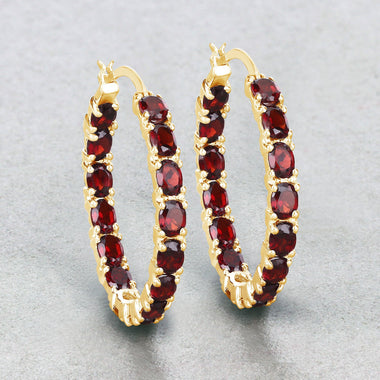 6.00 Carat Genuine Garnet .925 Sterling Silver Earrings - 0