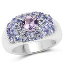 2.43 Carat Genuine Amethyst and Tanzanite .925 Sterling Silver Ring-1