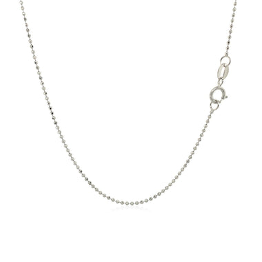 14k White Gold Diamond-Cut Bead Chain 1.0mm - 0