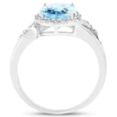3.29 Carat Genuine Swiss Blue Topaz and White Diamond 10K White Gold Ring-2