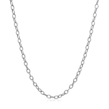 2.5mm 14k White Gold Pendant Chain with Textured Links - 0