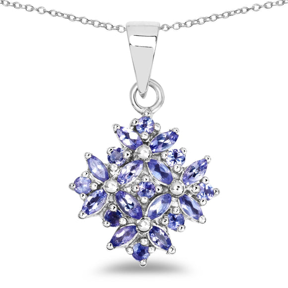 1.50 Carat Genuine Tanzanite .925 Sterling Silver Pendant