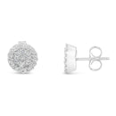 14K White Gold 1/2 Cttw Brilliant-Cut Diamond Halo-Style Cluster Round Button Stud Earrings (H-I Color, I1-I2 Clarity)-2