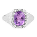 2.13 Carat Genuine  Amethyst and White Topaz .925 Sterling Silver Ring-3