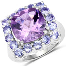 6.63 Carat Genuine Amethyst and Tanzanite .925 Sterling Silver Ring-1