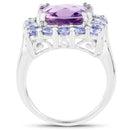 6.63 Carat Genuine Amethyst and Tanzanite .925 Sterling Silver Ring-2