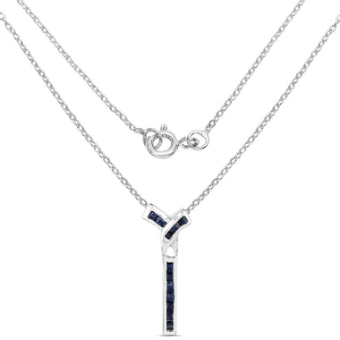 0.72 Carat Genuine Blue Sapphire .925 Sterling Silver Pendant - 0