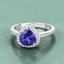 2.33 Carat Genuine Tanzanite and White Diamond 14K White Gold Ring-2